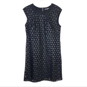 KARL LAGERFELD Faux Leather Fully Lined Perforated Shift Dress 10